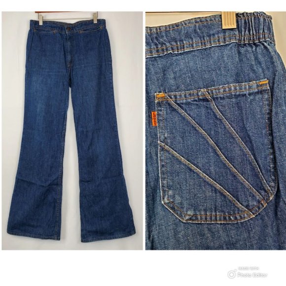 RARE Vintage Levi's 70s Orange Tab High Waisted/High-Rise Flare Jeans - Picture 15 of 15